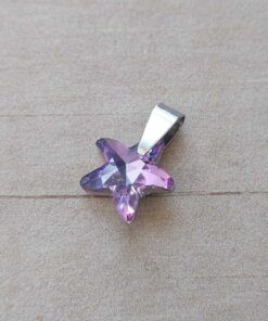 DIJE DE ACERO ESTRELLA DE MAR 16 MM DE ACRÍLICO LILA TORNASOLADO.