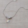 COLGANTE DE ACERO ESLABÓN ESPEJITO CON DIJE ESTRELLA CRISTAL TORNASOL. LARGO 45 CM