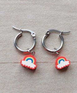ARO DE ACERO ARGOLLA 14 MM CON ARCO IRIS COLGANTE