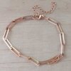 PULSERA DE ACERO DORADO ROSE ESLABÓN LARGO. LARGO 18 + 3 CM. EXT.