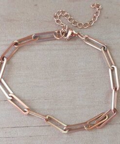 PULSERA DE ACERO DORADO ROSE ESLABÓN LARGO. LARGO 18 + 3 CM. EXT.