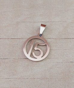 DIJE DE ACERO MEDALLA 15 AÑOS. DIÁMETRO 20 MM
