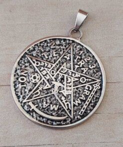 DIJE DE ACERO MEDALLA TETRAGRAMATON DE 39 MM DE DIÁMETRO.