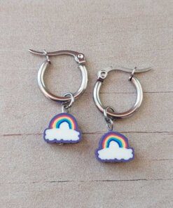 ARO DE ACERO ARGOLLA 14 MM CON ARCO IRIS COLGANTE