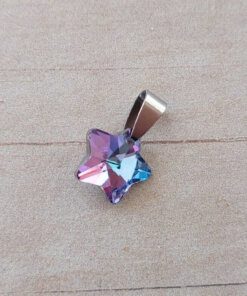DIJE DE ACERO ESTRELLA 14 MM DE ACRÍLICO LILA TORNASOLADO.