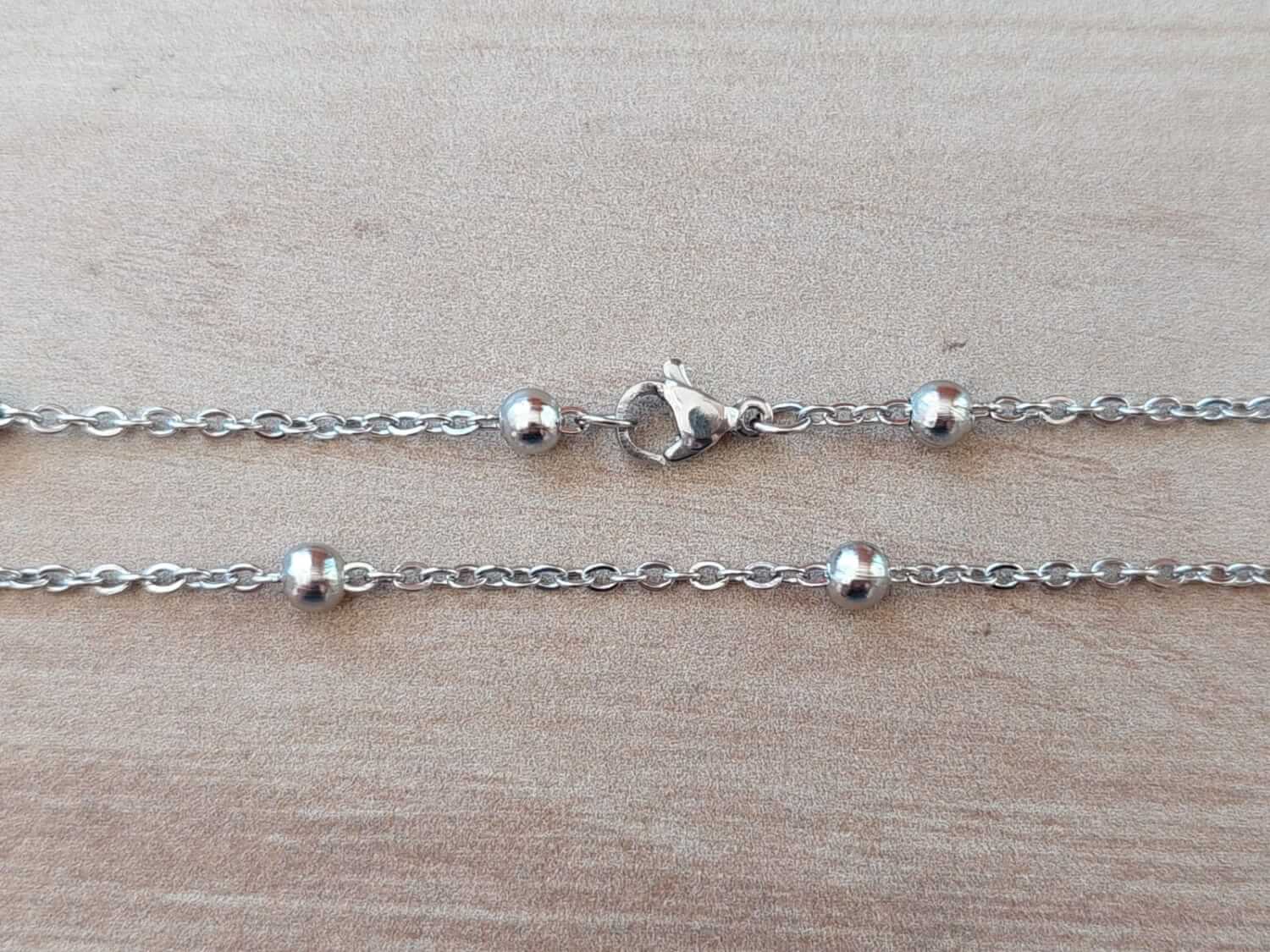 CADENA DE ACERO ESPEJITO 0.4 CON BOLITAS 3 MM. (Paquete x 10 unidades)