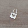 DIJE DE ACERO BLANCO CANDADO CON STRASS.  MEDIDAS 10 X 20 MM