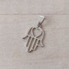 DIJE DE ACERO MANO DE FATIMA CON CORAZÓN CALADO 19 X 25 MM