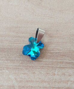 DIJE DE ACERO OSITO DE 15 MM ACRÍLICO TURQUESA.