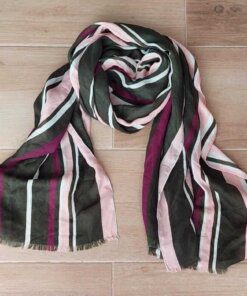 PASHMINA  RAYADA VERDE 90 X 180 CM.