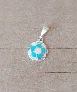 DIJE LAMINADO EN PLATA PELOTA ESMALTADA RACING. TAMAÑO 11 MM