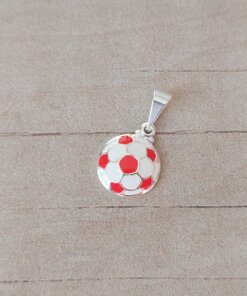 DIJE LAMINADO EN PLATA PELOTA ESMALTADA RIVER. TAMAÑO 11 MM