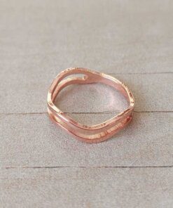 ANILLO DE ACERO MIDI ROSE CON DOBLE CINTA ONDEADA