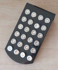 BLISTER DE AROS DE ACERO CIRCULO 8 MM GRABADO CON STRASS X 12 PARES.