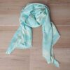 PASHMINA CON LUREX EN PICO CON LUNARES DESFLECADA COLOR AQUA. 70 X 180 CM.