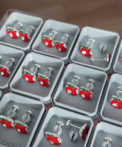 ABRIDOR PLATA ESMALTADO MANZANA CON STRASS
