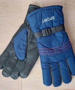 GUANTE MOTO AZUL FRANCIA CON TRES LINEAS BORDADAS EN ROJO