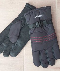 GUANTE MOTO NEGRO CON TRES LINEAS BORDADAS EN ROJO