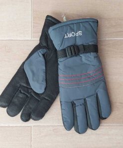 GUANTE MOTO GRIS CON TRES LINEAS BORDADAS EN ROJO