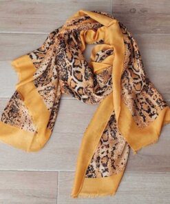 PASHMINA DESFLECADA MAIZ CON ANIMAL PRINT 80 X 180 CM.