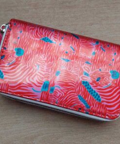 BILLETERA FICHERO MEDIANO METALIZADA ESTAMPADA DOBLE CIERRE 16 X 10 CM