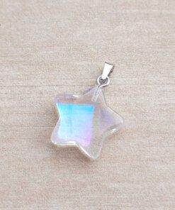 DIJE DE ACERO PIEDRA TORNASOL EN FORMA DE ESTRELLA. 20 MM