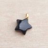 DIJE DE ACERO DORADO ACRÍLICO NEGRA EN FORMA DE ESTRELLA. 20 MM