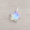 DIJE DE ACERO BLANCO SIMIL PIEDRA TORNASOL EN FORMA DE ESTRELLA. 20 MM