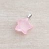 DIJE DE ACERO PIEDRA ROSA EN FORMA DE ESTRELLA. 20 MM