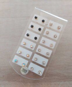 BLISTER DE AROS DE ACERO DORADO SUSANITO 4 MM COLORES NEUTROS X 12 PARES