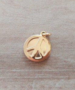 DIJE DE ACERO DORADO SÍMBOLO DE LA PAZ BOMBE 15 MM