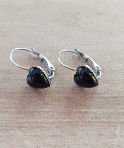 ARO DE ACERO BRISURA CON CORAZÓN ACRÍLICO NEGRO 8 MM