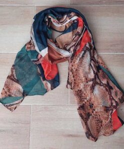 PASHMINA ESTAMPADA ANIMAL PRINT SIN FLECOS, 80 X 180 CM.