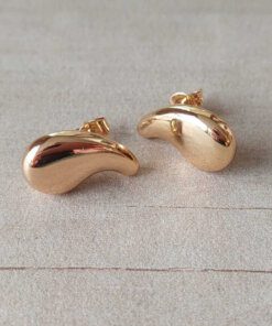 ARO DE ACERO DORADO GOTA MACISA CON FRU FRU. TAMAÑO 12 X 18 MM