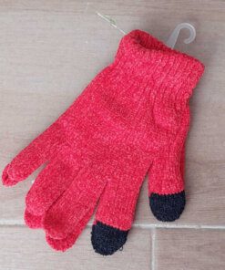 GUANTE DE CHENILLE IMPORTADO CON DOS DEDOS TOUCH COLOR ROJO