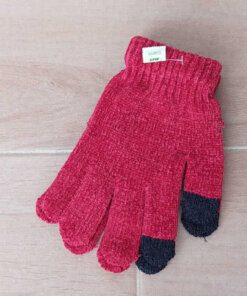 GUANTE DE CHENILLE IMPORTADO CON DOS DEDOS TOUCH COLOR BORDO