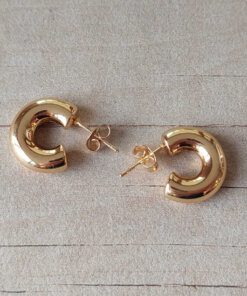 ARO DE ACERO DORADO MEDIA ARGOLLA CON FRU FRU. TAMAÑO 16 MM