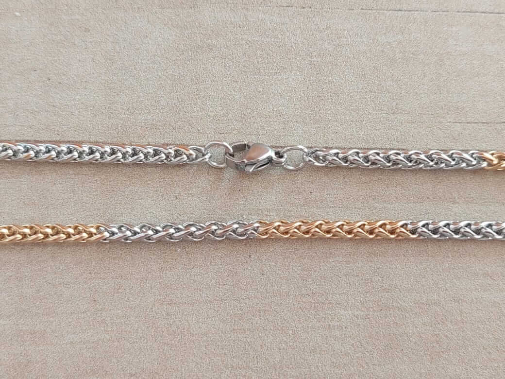 CADENA DE ACERO COMBINADA CON DORADO ESLABÓN ESPIGA 3.0.