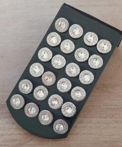 BLISTER DE AROS DE ACERO CIRCULO 10 MM GRABADO CON STRASS X 12 PARES.