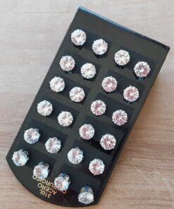 BLISTER DE AROS DE ACERO STRASS REDONDO BLANCO ENGARZADO 8 MM X 12 PARES.