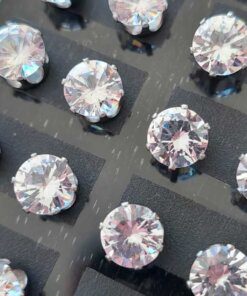 BLISTER DE AROS DE ACERO STRASS REDONDO BLANCO ENGARZADO 8 MM X 12 PARES. - Imagen 2