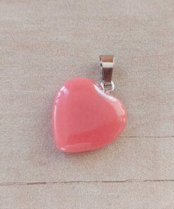 DIJE DE ACERO PIEDRA TERRACOTA EN FORMA DE CORAZÓN. 20 MM