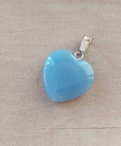 DIJE DE ACERO PIEDRA AZULINO EN FORMA DE CORAZÓN. 20 MM
