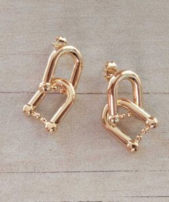 ARO DE ACERO DORADO TIFFANY CON FRU FRU. TAMAÑO 12 X 28 MM