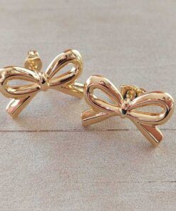 ARO DE ACERO DORADO MOÑO CON FRU FRU. TAMAÑO 12 X 20 MM
