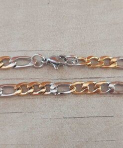 CADENA DE ACERO COMBINADA CON DORADO ESLABÓN FIGARO 1.4. LARGO 55 CM.