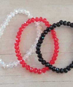 PULSERA ELASTIZADA CON CUENTAS SÍMIL PIEDRA. PACK X 12 UNIDADES SURTIDAS.