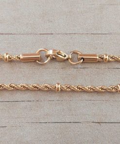 CADENA DE ACERO DORADO SOGA 0.5 CON BOLITAS INTERCALADAS X 50CM.