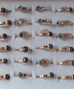 ANILLOS DE ACERO DORADO X 36 UNIDADES ESTILO SIN FIN CON OJITO TURCO DE 8 MM. (MEDIDAS DEL 16 AL 20)