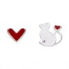 ARO PLATA GATITO Y CORAZÓN ESMALTADO BLANCO Y ROJO. PESO APROX 2.01 GR.